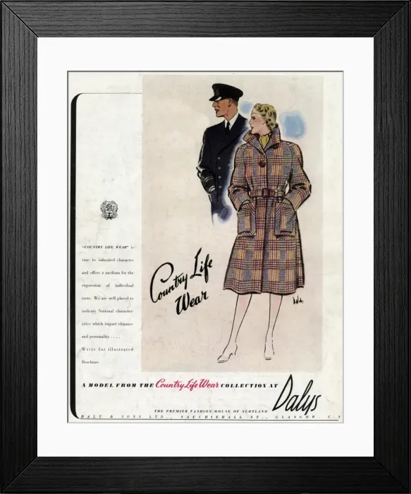 Framed Print : Advert for Dalys coats 1940 Framed Print : Advert for Dalys coats 1940