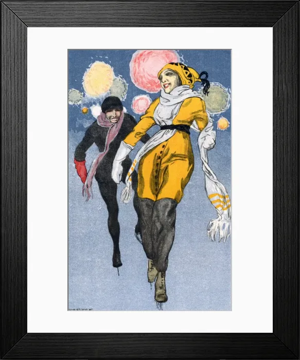 Framed Print : Jolly Ice Skating Pair Framed Print : Jolly Ice Skating Pair