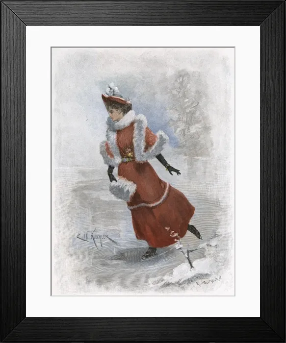 Framed Print : Elegant Skater in Red Framed Print : Elegant Skater in Red