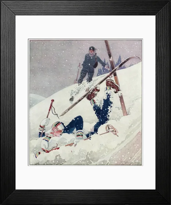 Framed Print : Skier tumbles 1931 Framed Print : Skier tumbles 1931