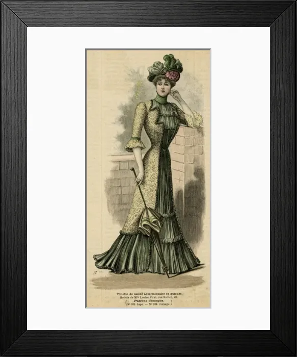 Framed Print : Green / Yellow Dress 1899 Framed Print : Green / Yellow Dress 1899