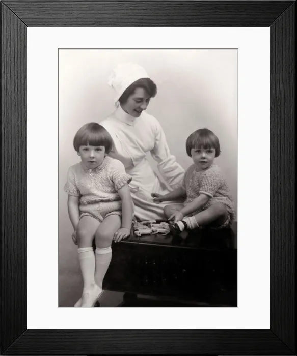 Framed Print : Nanny with Two Children Framed Print : Nanny with Two Children