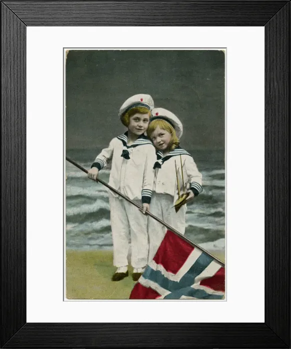 Framed Print : Racial / Norway / Boy & Girl Framed Print : Racial / Norway / Boy & Girl