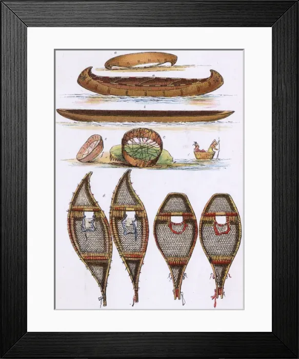 Framed Print : Racial / Canoe / Snowshoes Framed Print : Racial / Canoe / Snowshoes