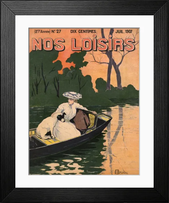 Framed Print : Lady and Dog in Boat Framed Print : Lady and Dog in Boat