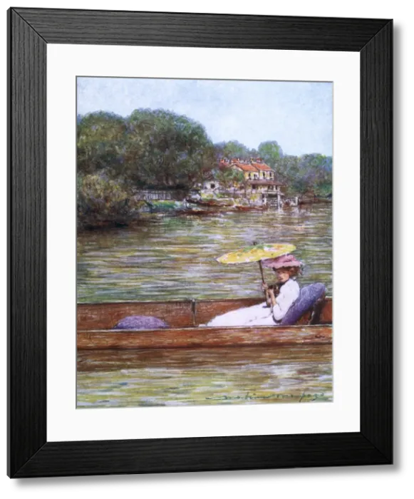 Framed Print : With Parasol on Thames Framed Print : With Parasol on Thames