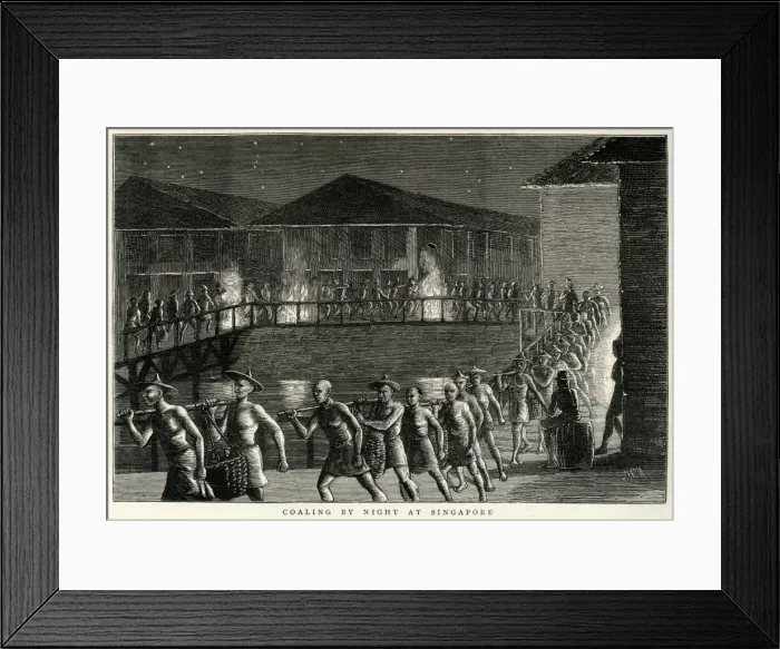 Framed Print : Coaling by night at Singapore 1876 Framed Print : Coaling by night at Singapore 1876
