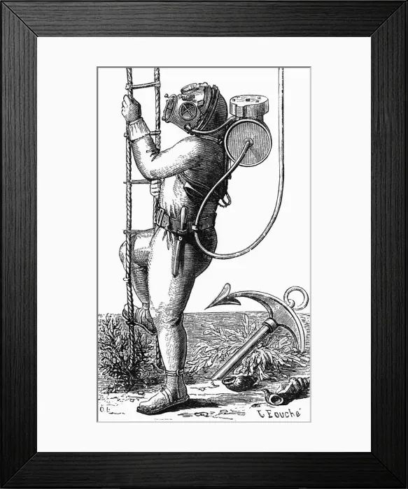 Framed Print : Diving Suit Ca 1875 Framed Print : Diving Suit Ca 1875