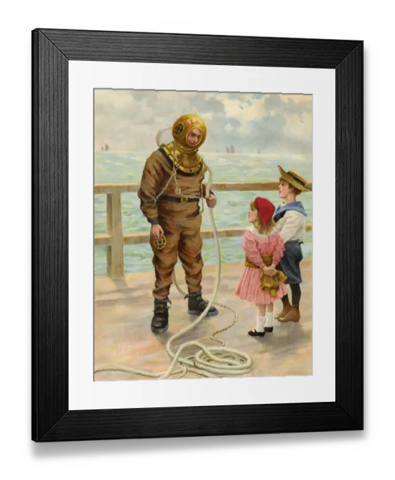 Framed Print : Diver and Children Framed Print : Diver and Children