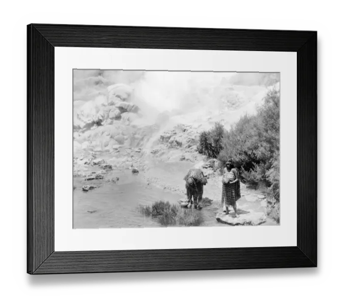 Framed Print : Maoris Collecting Water Framed Print : Maoris Collecting Water