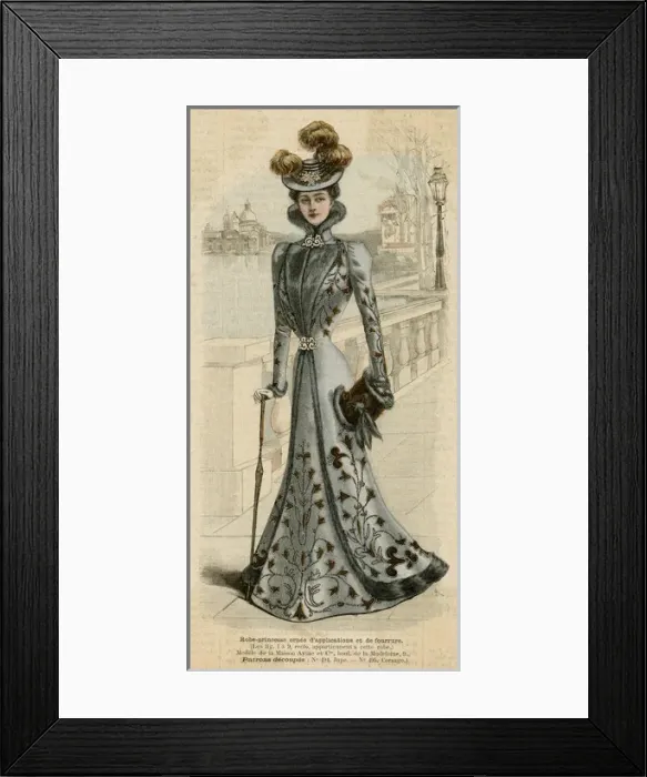 Framed Print : Fur Trim Gown 1899 Framed Print : Fur Trim Gown 1899