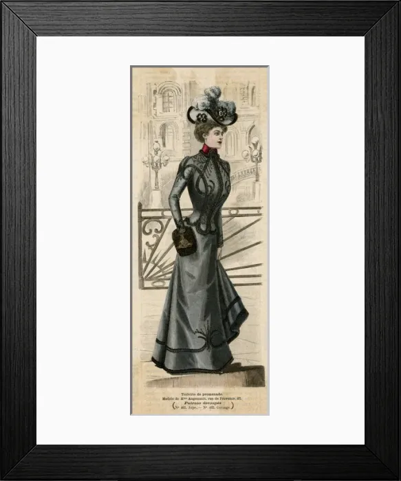 Framed Print : Grey Costume 1899 Framed Print : Grey Costume 1899
