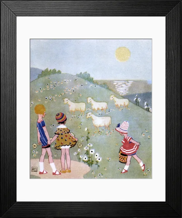 Framed Print : Children with Lambs 1890 Framed Print : Children with Lambs 1890