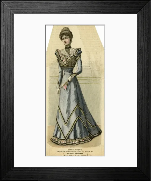 Framed Print : Zig-Zag Blue Dress 1899 Framed Print : Zig-Zag Blue Dress 1899