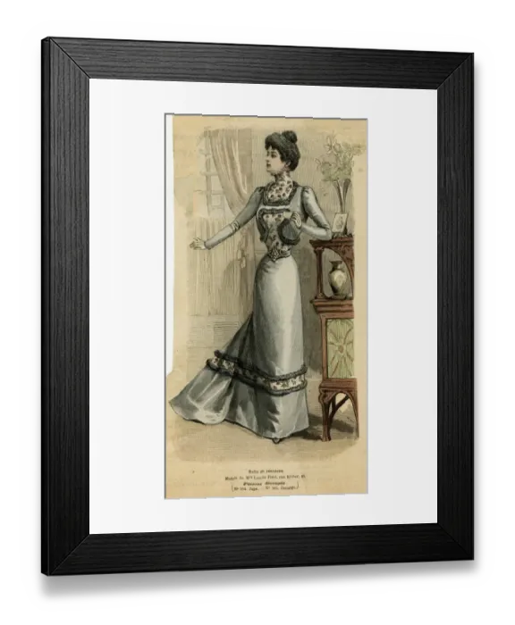 Framed Print : Floral & Fur Dress 1899 Framed Print : Floral & Fur Dress 1899