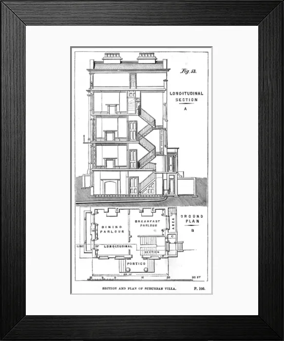 Framed Print : Plan of Suburban Villa Framed Print : Plan of Suburban Villa