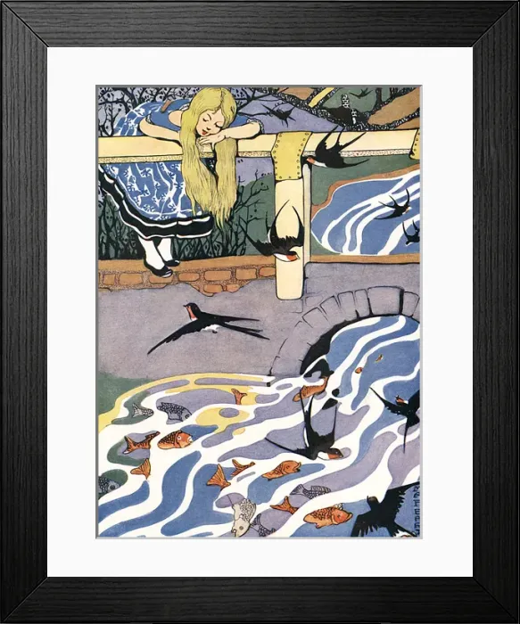 Framed Print : Children / Water / Bridge Framed Print : Children / Water / Bridge