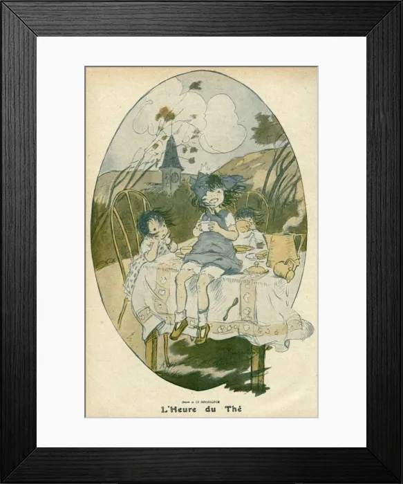 Framed Print : Girls Tea in Garden 1917 Framed Print : Girls Tea in Garden 1917