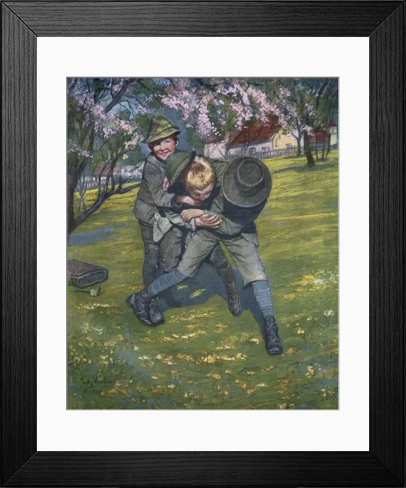 Framed Print : Boys Fighting 1907