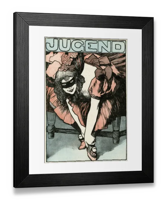 Framed Print : Masked Girl  /  Party 1897