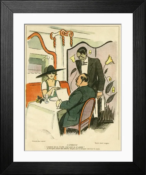 Framed Print : Cartoon, The aperitif Framed Print : Cartoon, The aperitif