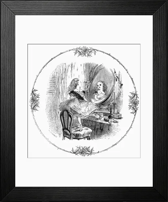Framed Print : Girl Dresses at Mirror Framed Print : Girl Dresses at Mirror