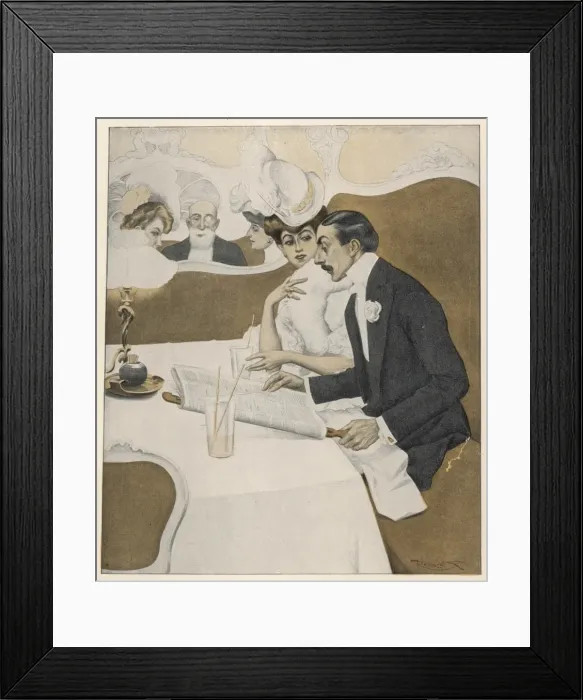 Framed Print : Couple in Restaurant 08 Framed Print : Couple in Restaurant 08
