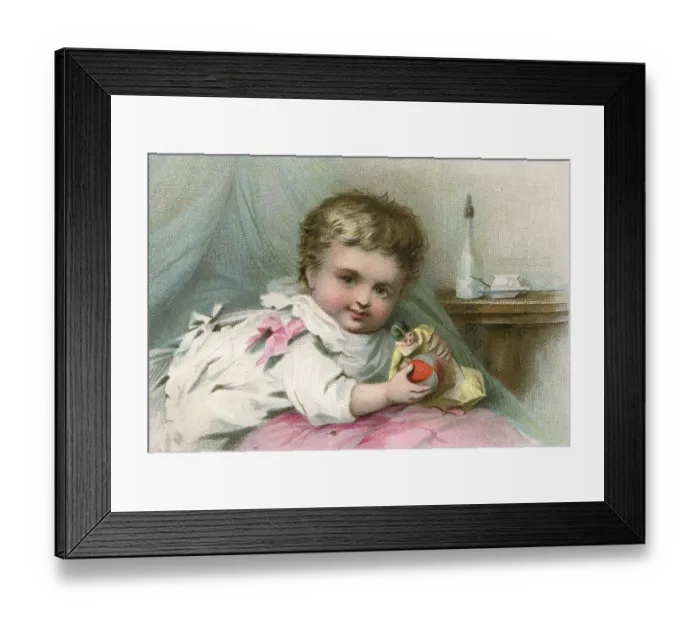 Framed Print : CHILD IN BED 2 / 3 C1880 Framed Print : CHILD IN BED 2 / 3 C1880