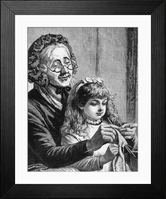 Framed Print : A Knitting Lesson 1886 Framed Print : A Knitting Lesson 1886