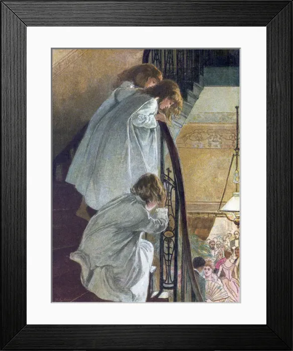 Framed Print : Children Peek at Party Framed Print : Children Peek at Party