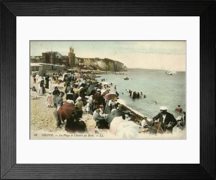 Framed Print : Dieppe - Crowded Plage Framed Print : Dieppe - Crowded Plage