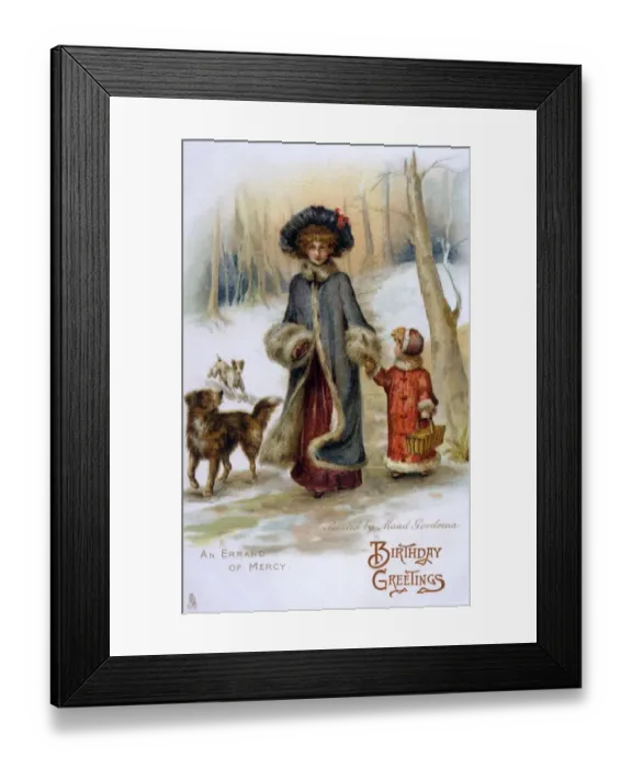 Framed Print : Girl / Mother / Snow / Errand Framed Print : Girl / Mother / Snow / Errand