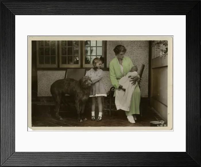 Framed Print : Gladys Cooper with two children and dog Framed Print : Gladys Cooper with two children and dog
