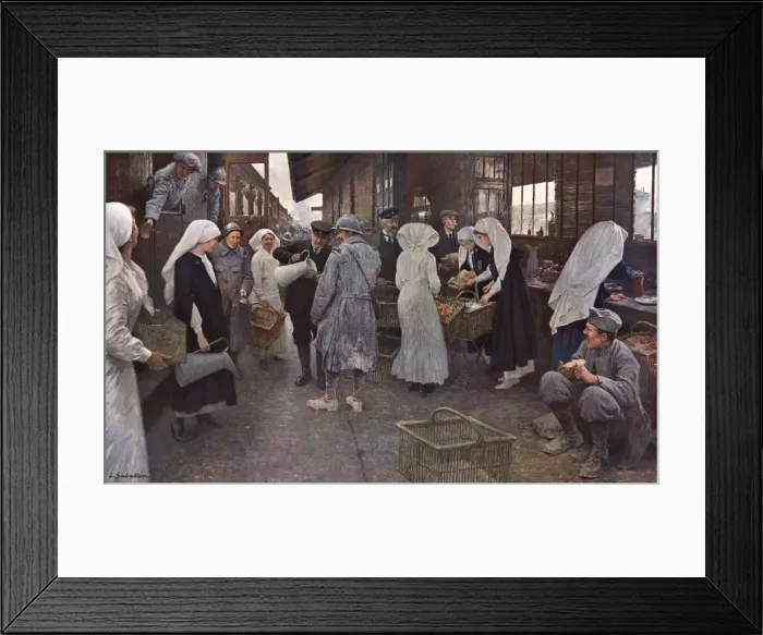 Framed Print : French troop train in World War One at a station Framed Print : French troop train in World War One at a station