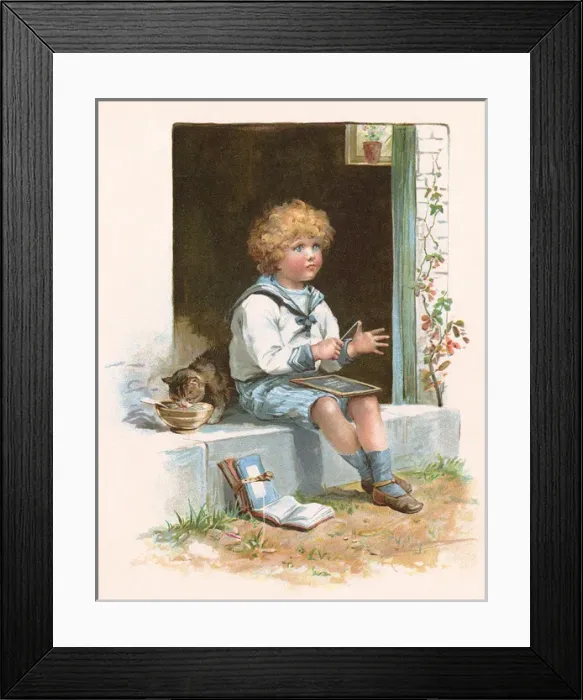 Framed Print : Boy does Maths Homework Framed Print : Boy does Maths Homework
