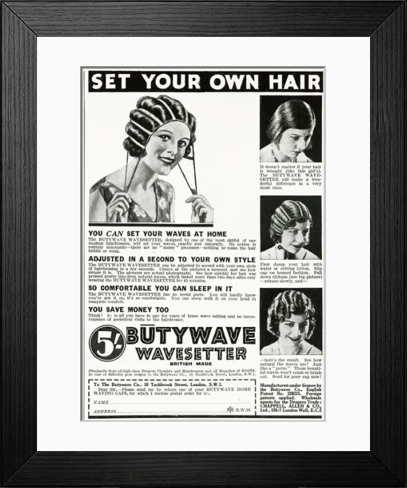 Framed Print : Advert for Butywave Wavesetters 1931 Framed Print : Advert for Butywave Wavesetters 1931