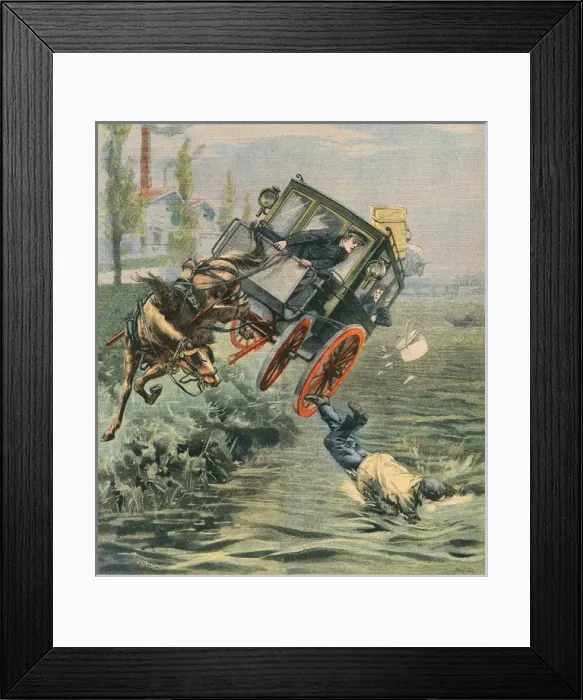 Framed Print : Customer Goes in Seine Framed Print : Customer Goes in Seine