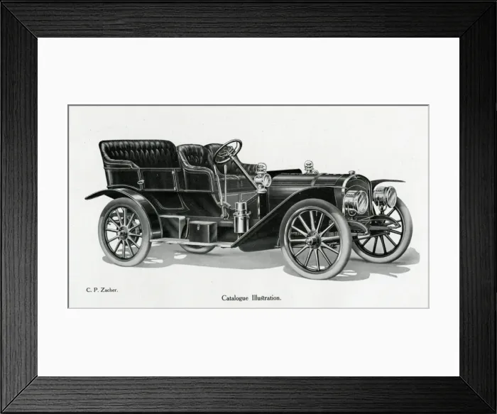 Framed Print : Convertible car 1908