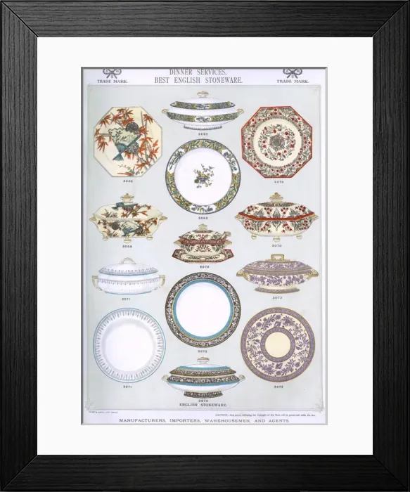 Framed Print : Dinner Services, Best English Stoneware, Plate 13 Framed Print : Dinner Services, Best English Stoneware, Plate 13