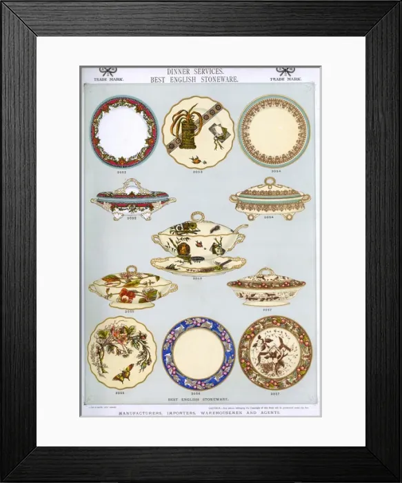 Framed Print : Dinner Services, Best English Stoneware, Plate 9 Framed Print : Dinner Services, Best English Stoneware, Plate 9