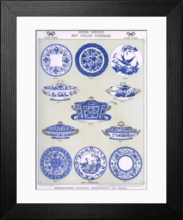 Framed Print : Dinner Services, Best English Stoneware, Plate 2 Framed Print : Dinner Services, Best English Stoneware, Plate 2