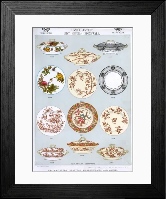 Framed Print : Dinner Services, Best English Stoneware, Plate 3 Framed Print : Dinner Services, Best English Stoneware, Plate 3