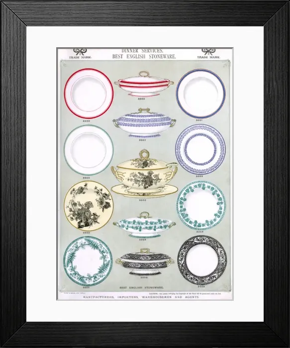 Framed Print : Dinner Services, Best English Stoneware, Plate 1 Framed Print : Dinner Services, Best English Stoneware, Plate 1