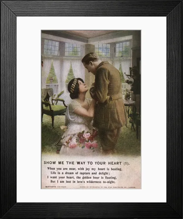 Framed Print : Ww1 Postcard Heart 1914 Framed Print : Ww1 Postcard Heart 1914