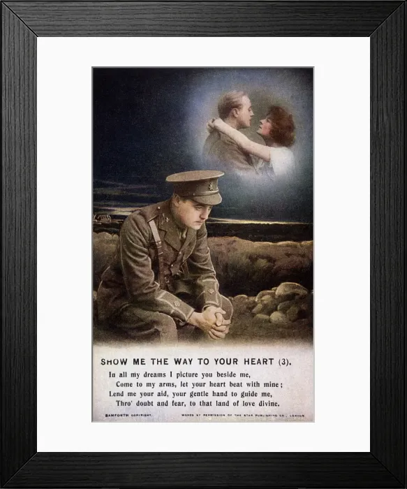Framed Print : Ww1 Postcard / Heart 1914 Framed Print : Ww1 Postcard / Heart 1914