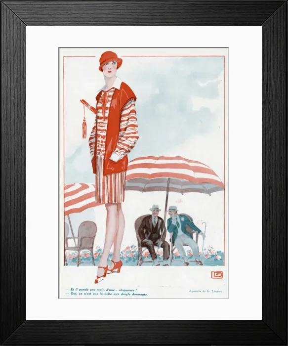 Framed Print : Stripy Summer Frock 1928 Framed Print : Stripy Summer Frock 1928