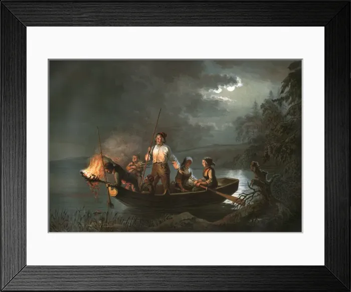 Framed Print : Spearing Salmon / Norway Framed Print : Spearing Salmon / Norway