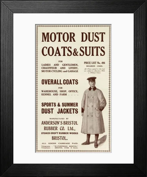 Framed Print : Motoring Coat 1923 Framed Print : Motoring Coat 1923