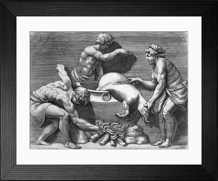 Framed Print : Romans Slaughter a Pig Framed Print : Romans Slaughter a Pig