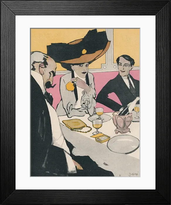 Framed Print : Three German Diners 1910 Framed Print : Three German Diners 1910